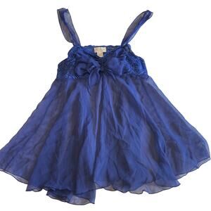 Y2K 2000s Victorias Secret Sheer Lace Bow Nightie Chemise TEddy Lingerie Sz L